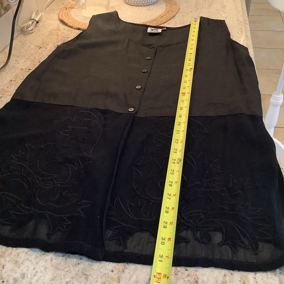 Papillon Black Button Tunic Top Sleeveless Size Large - Picture 6 of 7